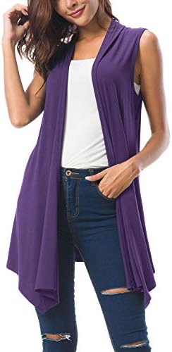Sleeveless Cardigan Summer Open Front Vest Lightweight Cool Coat, Purple