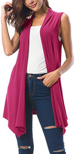 Sleeveless Cardigan Summer Open Front Vest Lightweight Cool Coat, Rose