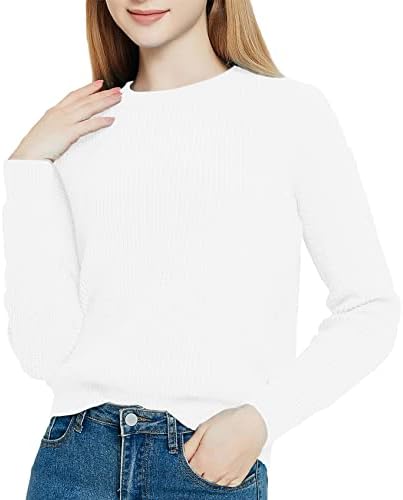 Solid Long Sleeve Crew Neck Knitted Pullover Sweater Tops