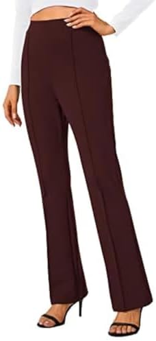 Stretchy Work Pants Bootcut Yoga Pants Petite Slacks for Office Casual, Burgundy
