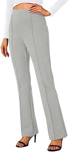 Stretchy Work Pants Bootcut Yoga Pants Petite Slacks for Office Casual, Grey