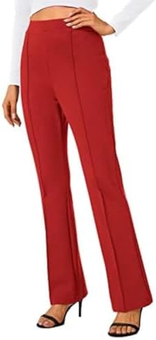 Stretchy Work Pants Bootcut Yoga Pants Petite Slacks for Office Casual, Red