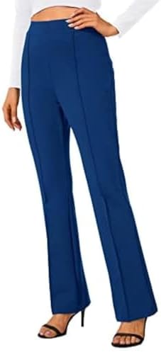 Stretchy Work Pants Bootcut Yoga Pants Petite Slacks for Office Casual, Royal Blue