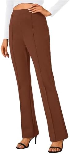 Stretchy Yoga Dress Pants Bootcut Work Slacks Petite Slacks for Office Casual, Coffee
