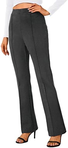Stretchy Yoga Dress Pants Bootcut Work Slacks Petite Slacks for Office Casual, Deep Gray