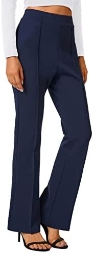 Stretchy Yoga Dress Pants Bootcut Work Slacks Petite Slacks for Office Casual, Navy Blue