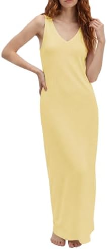 Summer Sleeveless V Neck Maxi Tank Dress Flowy Beach Vacation Sundress