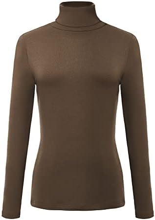 Turtleneck Slim Fitted Long Sleeve Sweatshirt Active Base Layer Tops Shirts, Coffee