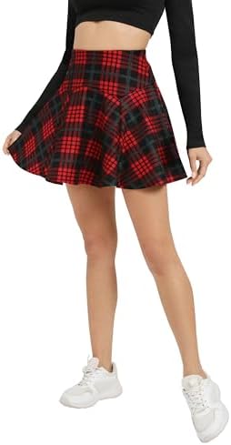 Vintage Elastic Waist Plaid Flared Mini Skater Skirt