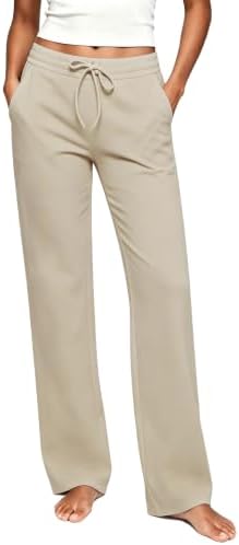 Wide Leg Yoga Pants for Women with Pockets High Waisted Stretch