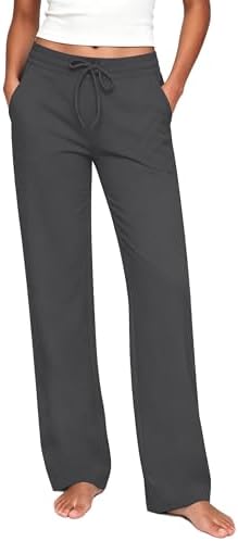 Wide Leg Yoga Pants for Women with Pockets High Waisted Stretch, Slate
