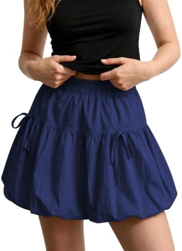 Y2K Bubble Skirt Elastic High Waisted Puffy Mini Skirts for Spring