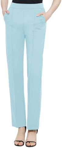 Yoga Dress Pants Stretchy Casual Slacks Straight Leg Work Pants with Pockets, Blue