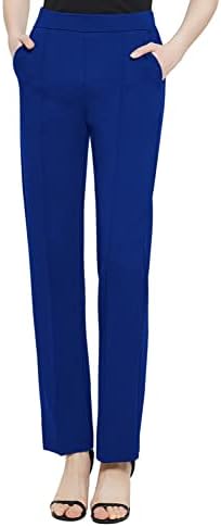 Yoga Dress Pants Stretchy Casual Slacks Straight Leg Work Pants with Pockets, Royal Blue